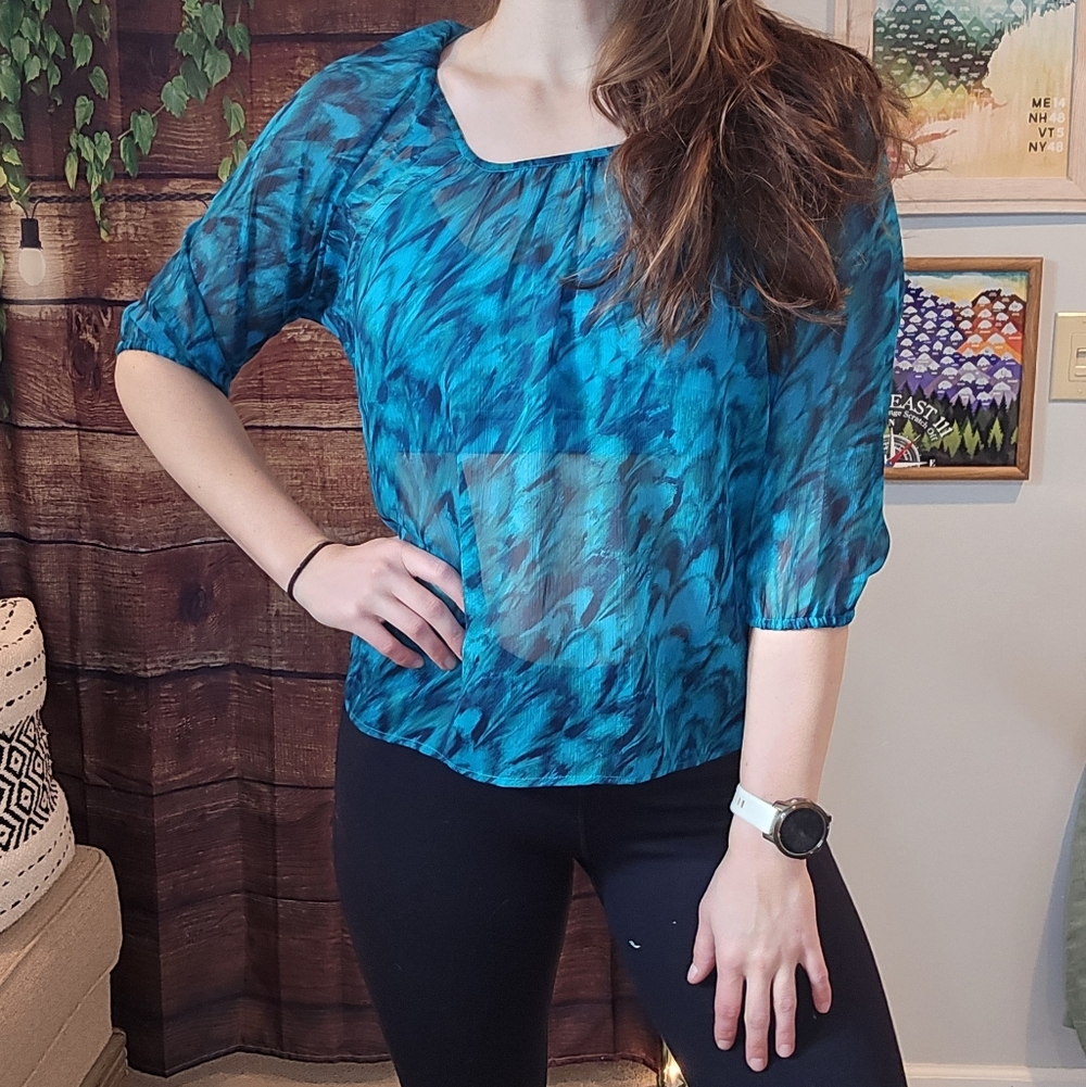Blue Patterned Women's Top